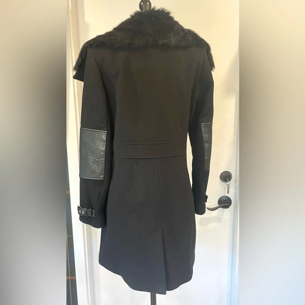Andrew Marc Wool&Cashmere coat, leather trim, real fur collar, sz2, $695, NWOT - Picture 7 of 16